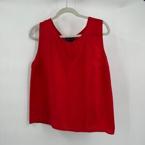 Karen Arnold Womens Silk Tank Shell Size L Red Classic Old Money Quiet Luxury